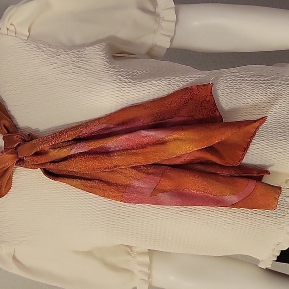 Vtg Artisan Rust Pink Seahorse Watercolor Satin Sash Scarf - Picture 3 of 6